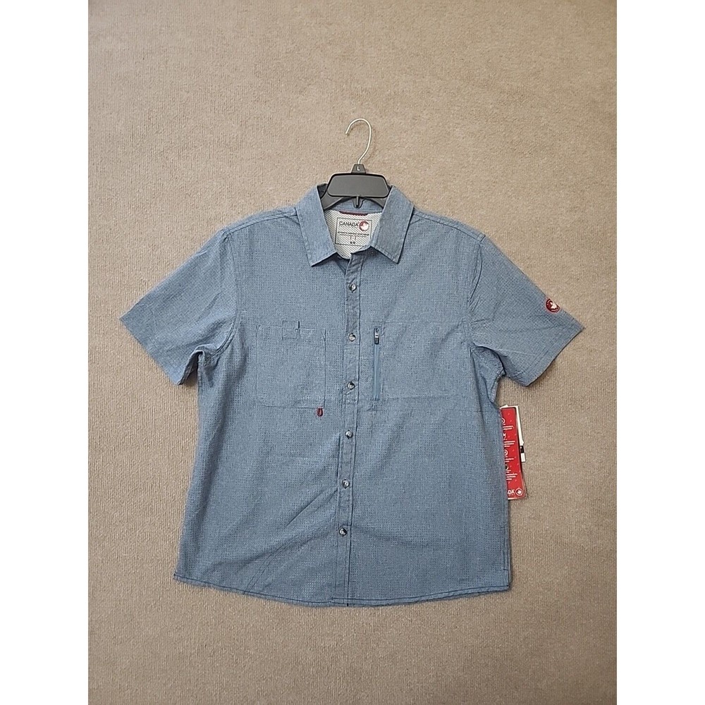Canada Weather Gear Button Shirt Mens M Blue Air Mesh Vented Fishing NEW